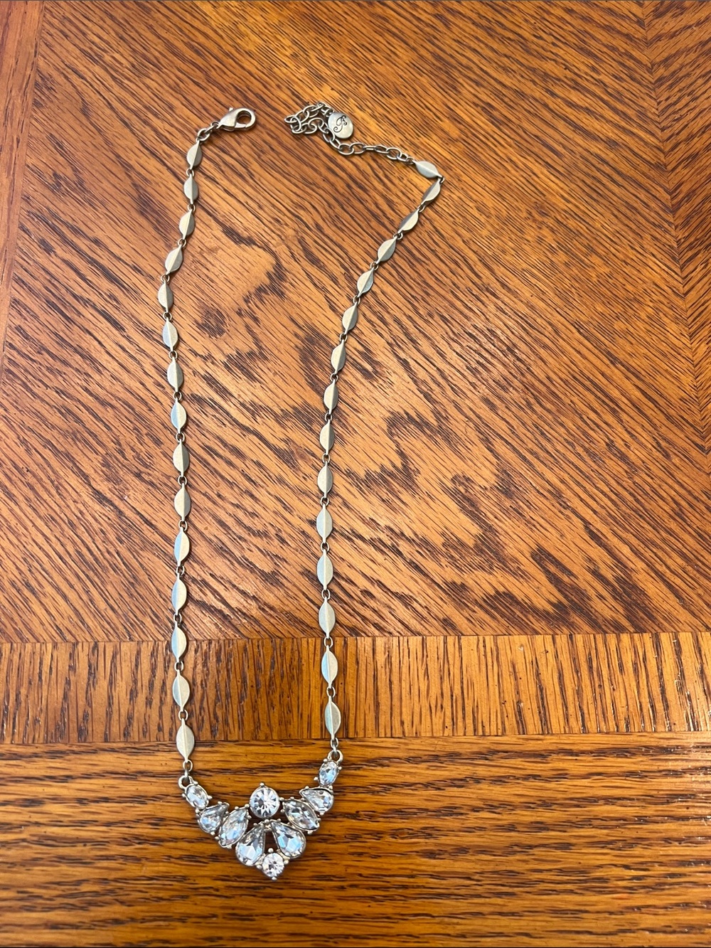 Brighton Silver-Tone Clear Crystal Teardrop Bib Necklace